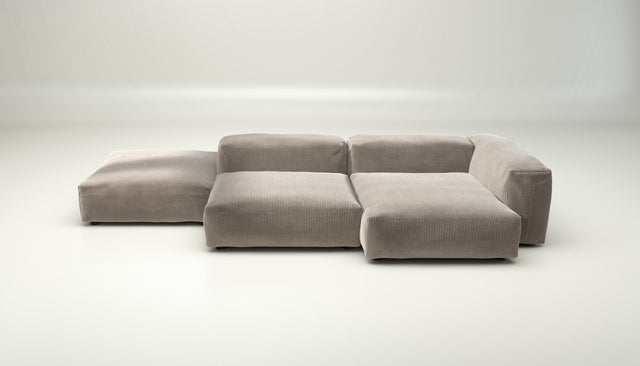 vetsak | Sofa Set 09 - The Island - Cord Velour - Platinum | Modular Sofa | 7 Seater | Sofa Island