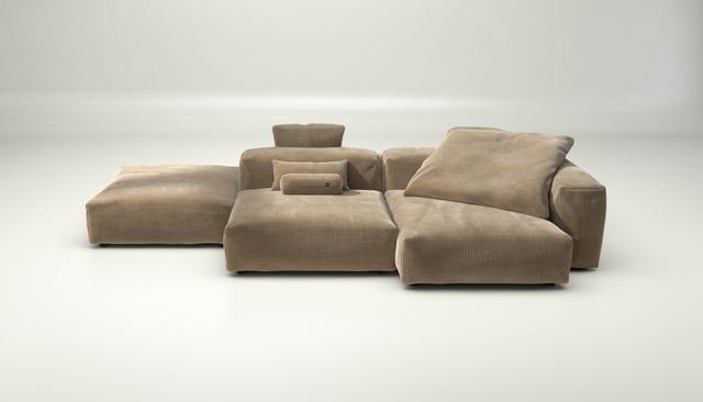 vetsak | Sofa Set 09 - The Island - Cord Velour - Sand | Modular Sofa | 7 Seater | Sofa Island