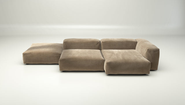 vetsak | Sofa Set 09 - The Island - Cord Velour - Sand | Modular Sofa | 7 Seater | Sofa Island