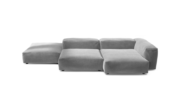 vetsak | Sofa Set 09 - The Island - Cord Velour - Light Grey | Modular Sofa | 7 Seater | Sofa Island