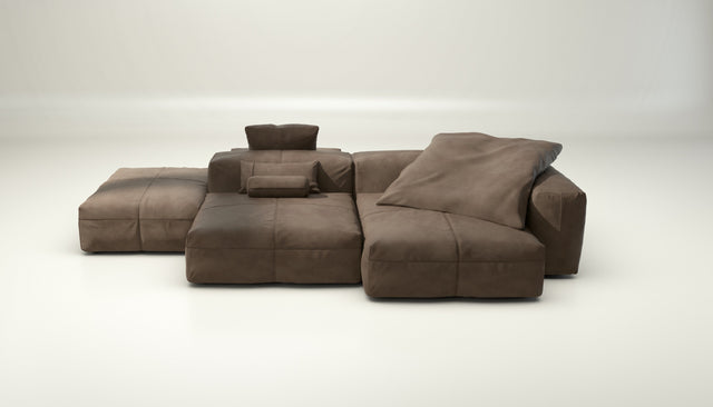 vetsak | Sofa Set 09 - The Island - Leather - Cacao | Modular Sofa | 7 Seater | Sofa Island