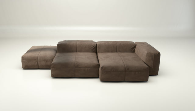 vetsak | Sofa Set 09 - The Island - Leather - Cacao | Modular Sofa | 7 Seater | Sofa Island